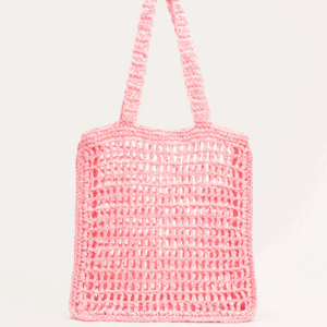 BOLSA CROCHÊ DE PALHA ROSA