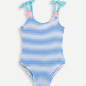 MAIÔ INFANTIL LISTRADO COM FLORES AZUL